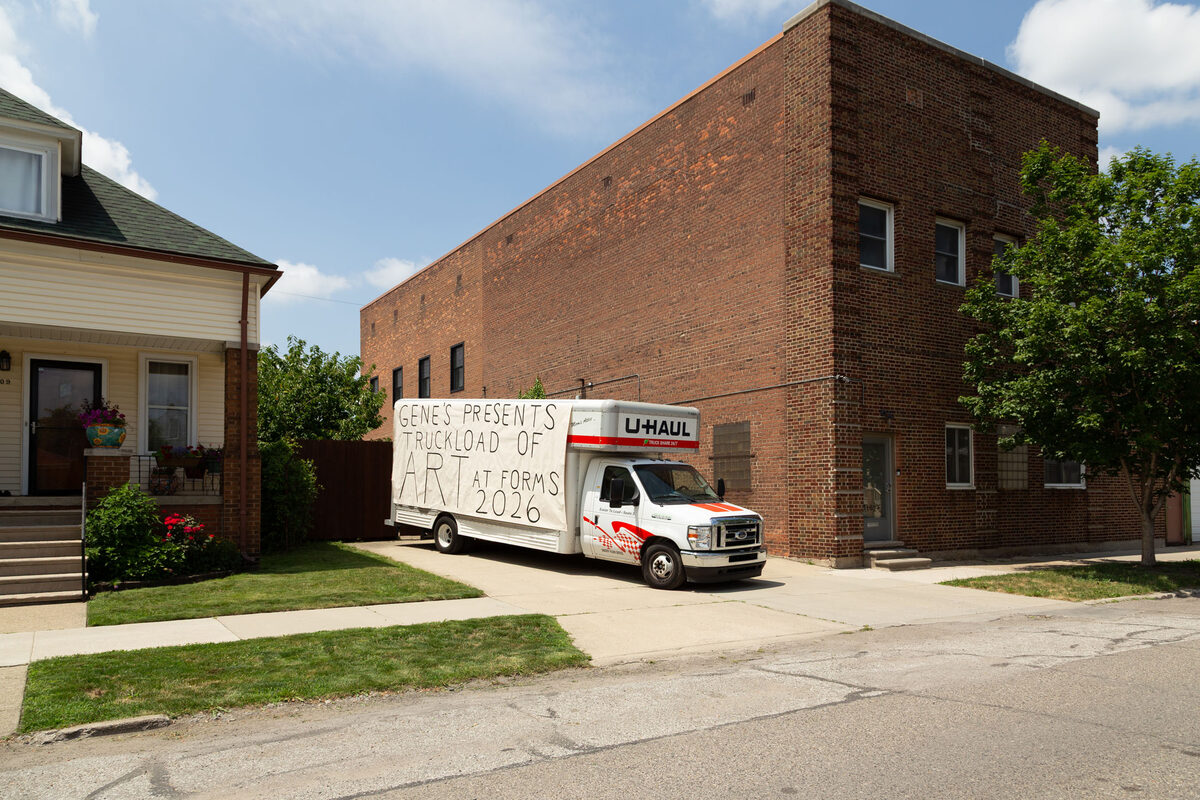 Installation view of *[Truckload of Art](/exhibitions/c68d9657-955e-4ef8-9668-2bbdbfc5ccb6)*, [Forms](/institutions/044cc7ca-b0a8-479b-8ae1-08def8c69f77), Hamtramck, July 11, 2026–September 12, 2026
