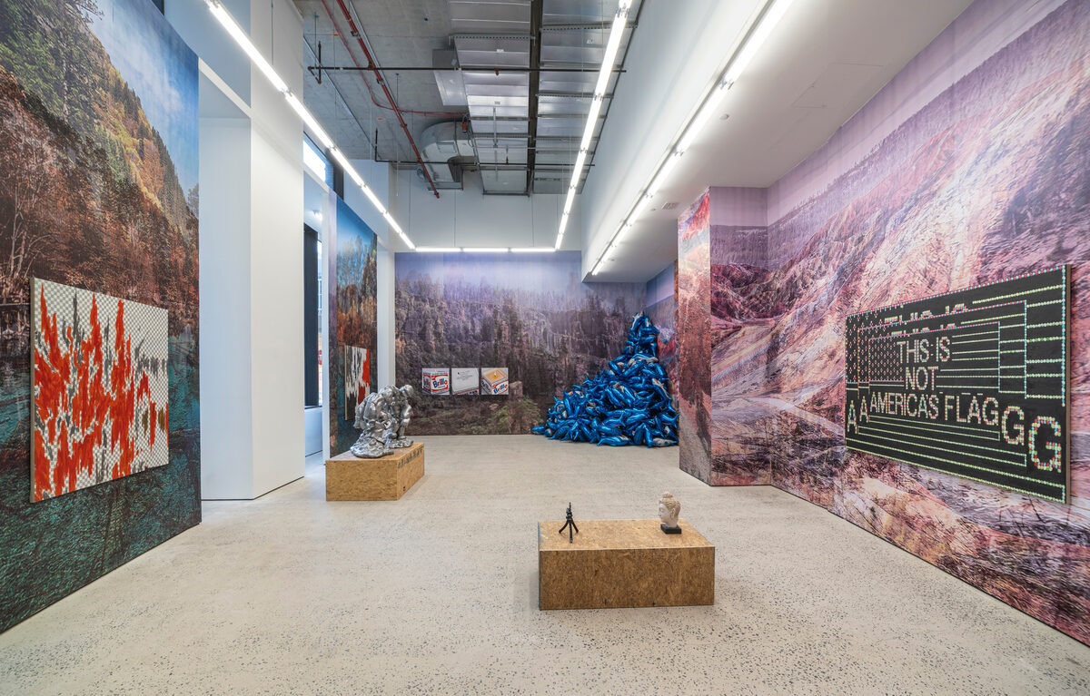 Installation view of *[The Great Logic of Contents that Bind the World into Existence or “Season’s Greetings!”](\exhibitions\f330df65-9333-4385-ab0f-08ded3beac20)*, [Swivel Gallery](\institutions\269d10aa-d09c-4c96-a559-08dd56884ac1), New York, December 14, 2024–January 16, 2025