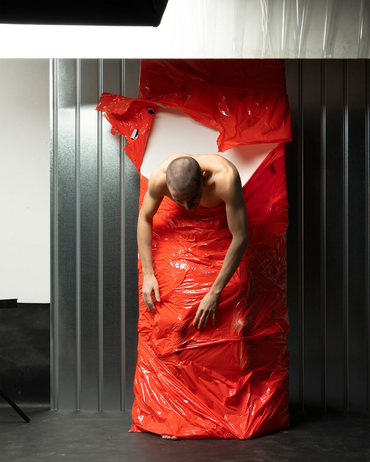 Studio day, moment of relief after holding a tricky position.