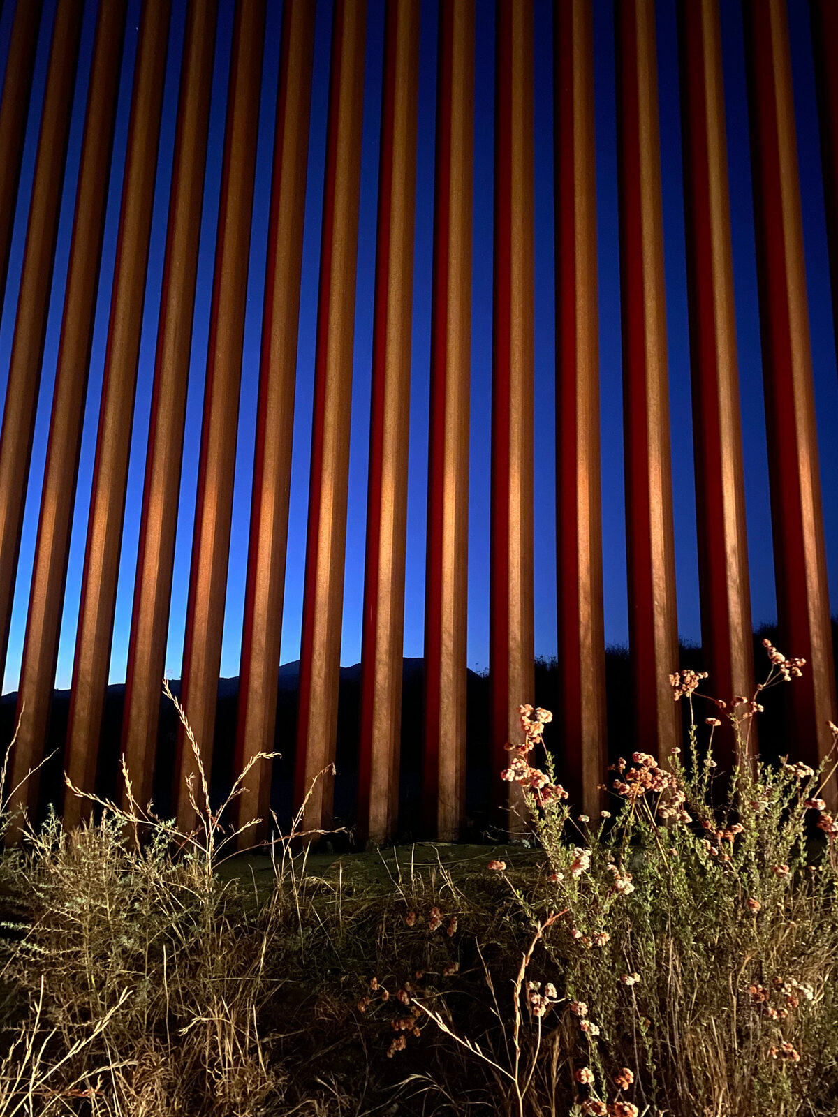 Sunset at the border wall in Tecate, Baja California, August 2025.