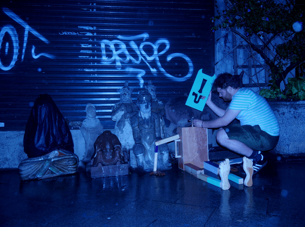 Frank&Robbert Robbert&Frank, *[Lan Kwai Fong](\artworks\15b4594f-1b7e-4701-8b6f-d8954eb46d3f)* (2014 - 2015). Silkscreen print of the *[dog demon suitcase](\artworks\2edff200-2367-42ce-9f64-08de5cba0aa5)* activated on the streets of Hong Kong in 2014.